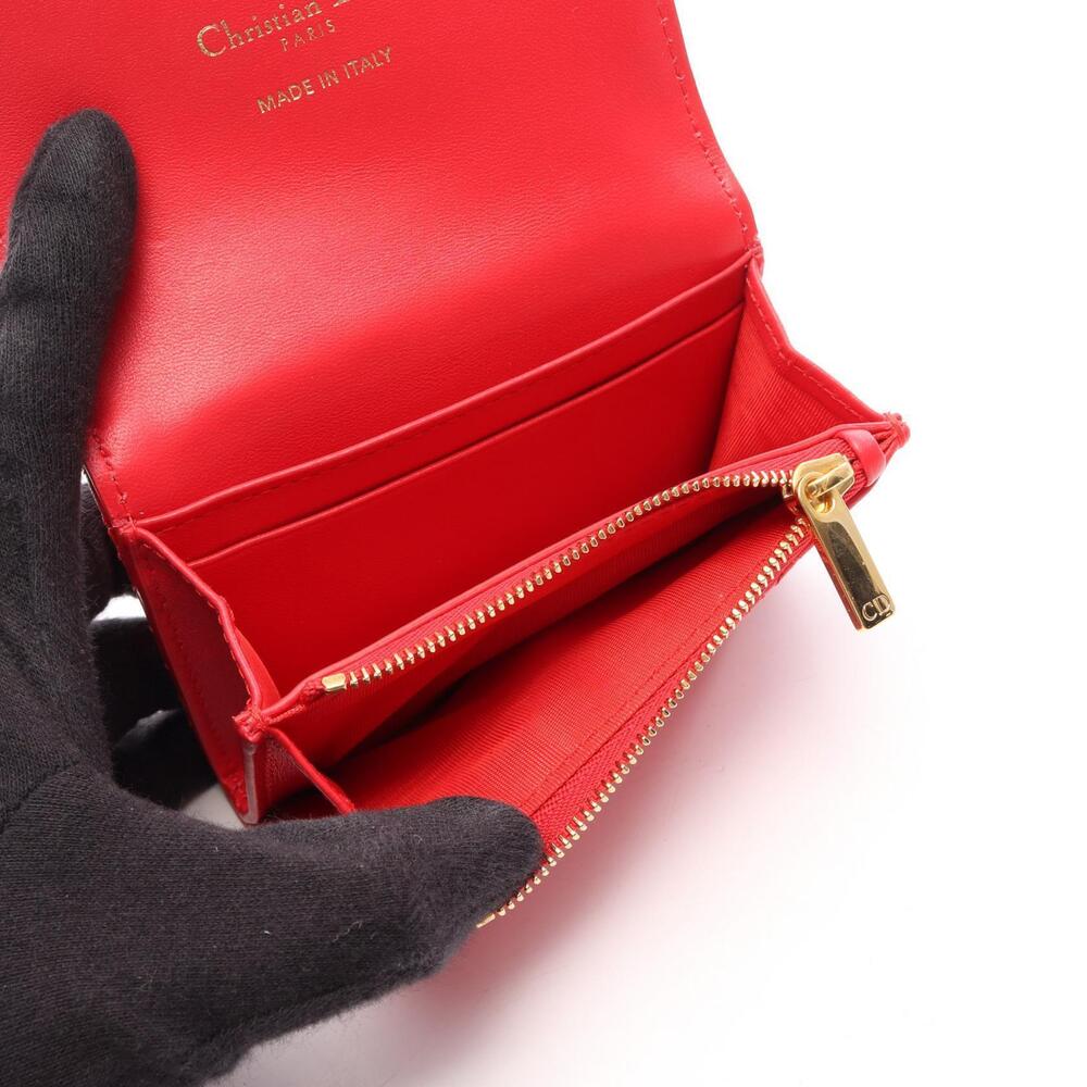 Christian Dior Caro Glycine Heart Cannage Coin Purse Wallet Leather Red - Picture 3 of 9